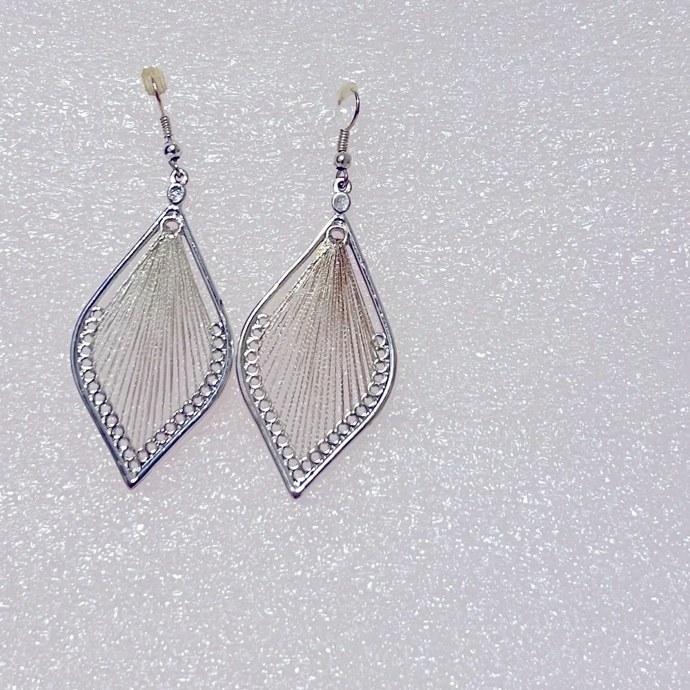 $15 each.. choose any 1 color Silver-Tone &  Colored Fabric Dangle-Earrings. - Picture 4 of 5